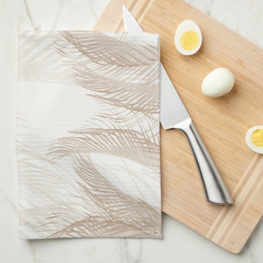 Zachte beige veren Palm Bliss 1 Theedoek (Quarter Fold)