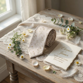 Zachte Beige Wilde Bloem Stropdas