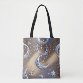 Zachte Beige Zilveren Blauwe Maan Rustige Eleganti Tote Bag (Voorkant)