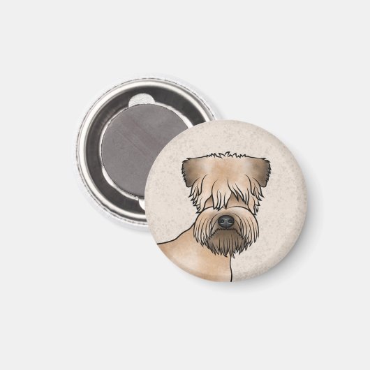 Zachte beklede tarwedrager hondenkop close-up magneet (Voorkant / Achterkant)