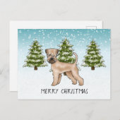 Zachte beklede tarweterriër besneeuwd winterbos briefkaart (Voorkant / Achterkant)