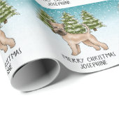 Zachte beklede tarweterriër besneeuwd winterbos cadeaupapier (Rol Hoek)