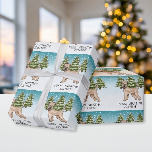 Zachte beklede tarweterriër besneeuwd winterbos cadeaupapier
