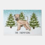 Zachte beklede tarweterriër besneeuwd winterbos deurmat (Voorkant)