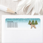 Zachte beklede tarweterriër besneeuwd winterbos etiket (Insitu)