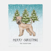 Zachte beklede tarweterriër besneeuwd winterbos fleece deken (Voorkant)