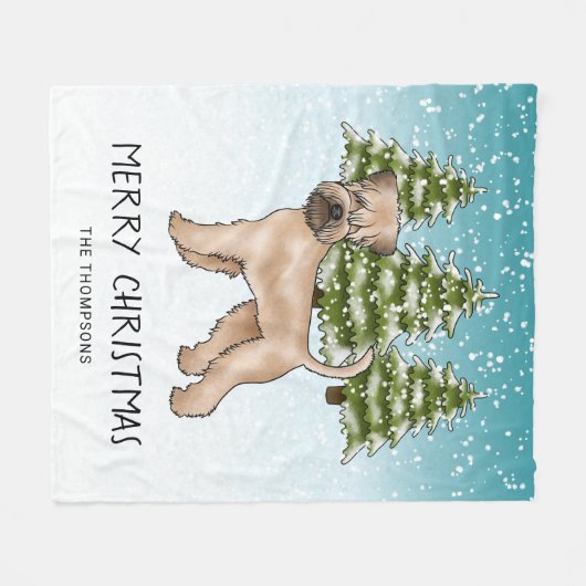 Zachte beklede tarweterriër besneeuwd winterbos fleece deken (Voorkant (Horizontaal))