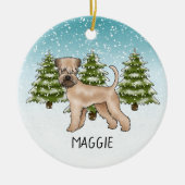 Zachte beklede tarweterriër besneeuwd winterbos keramisch ornament (Voorkant)