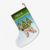 Zachte beklede tarweterriër besneeuwd winterbos kleine kerstsok (Achterkant (Hangend))