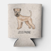 Zachte beklede tarweterriër hond staand op beige blikjeskoeler (Voorkant)