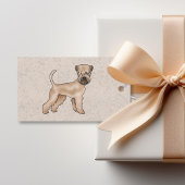 Zachte beklede tarweterriër hond staand op beige cadeaulabel