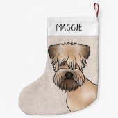 Zachte beklede tarweterriër hondenkop met dierenna kleine kerstsok (Achterkant)