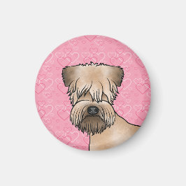 Zachte beklede tarweterriër hoofd op roze harten magneet