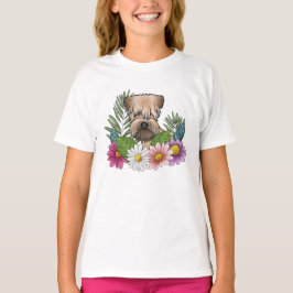 Zachte beklede tarweterriër kleurrijke zomerbloem t-shirt