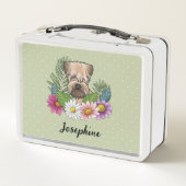 Zachte beklede tarweterriër met bloemen en naam (Achterkant)