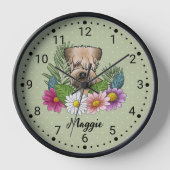 Zachte beklede tarweterriër met bloemen en naam (Voorkant)