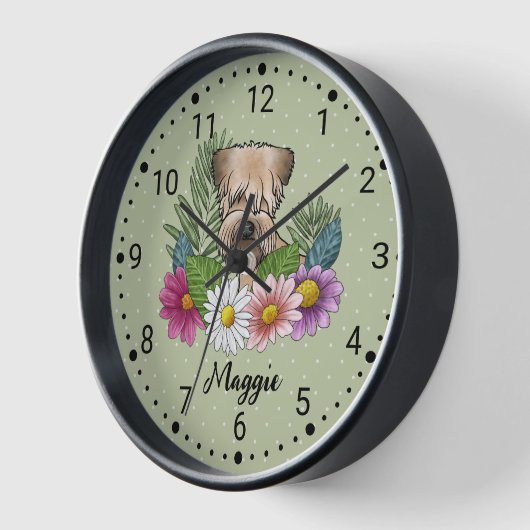 Zachte beklede tarweterriër met bloemen en naam (Hoek)