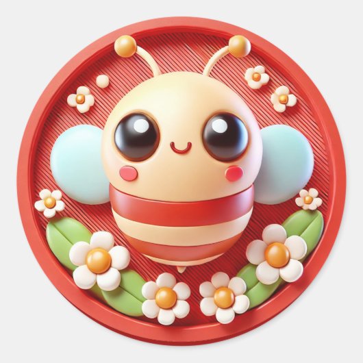 🐝 Zachte Bij Bloemige Tuin Sticker 🌸 (Voorkant)