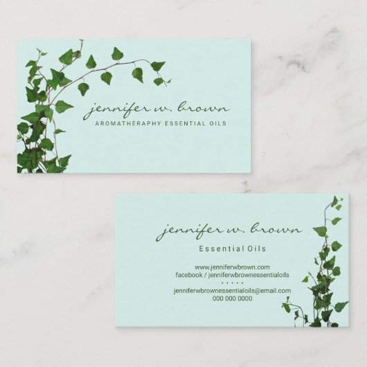 Zachte bladeren foto floral groen eucalyptus visitekaartje (Voorkant / Achterkant)