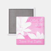 Zachte bladeren Roze streep "Save the Date" magnee Magneet (Voorkant / Achterkant)