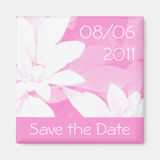 Zachte bladeren Roze streep "Save the Date" magnee Magneet