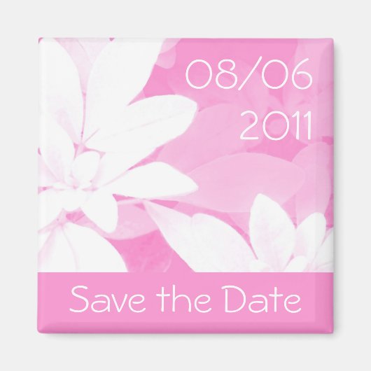 Zachte bladeren Roze streep "Save the Date" magnee Magneet (Voorkant)