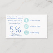 Zachte blauw en witte bath Bomb Soak Soep Visitekaartje (Achterkant)