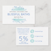 Zachte blauw en witte bath Bomb Soak Soep Visitekaartje (Voorkant / Achterkant)