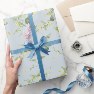 Zachte blauw-grijze mini watermeloen botanisch cadeaupapier