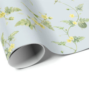 Zachte blauw-grijze mini watermeloen botanisch cadeaupapier