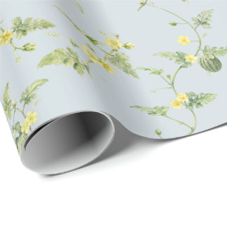 Zachte blauw-grijze mini watermeloen botanisch cadeaupapier