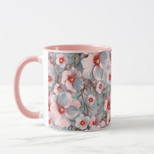 Zachte blauwachtige bloemen mok