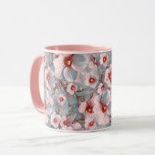 Zachte blauwachtige bloemen mok (Voorkant links)