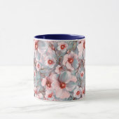 Zachte blauwachtige bloemen mok (Midden)