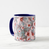 Zachte blauwachtige bloemen mok (Voorkant links)