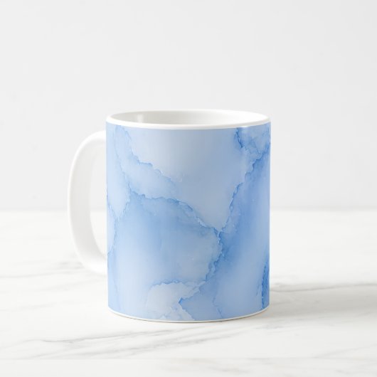 Zachte Blauwe Aquarel Abstract Koffiemok (Voorkant links)