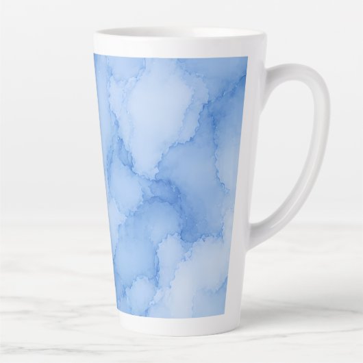 Zachte Blauwe Aquarel Abstract Latte Mok (Rechts)