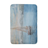 Zachte Blauwe Aquarel Zeilboot Badmat (Voorkant Verticaal)