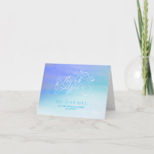 Zachte Blauwe Aquarellen Moderne Typografie Dank J Bedankkaart