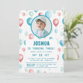 Zachte Blauwe Ballonnen Kinderverjaardag Kaart (Staand voorkant)