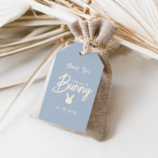Zachte Blauwe Beige Baby Shower Bedankt Cadeaulabel