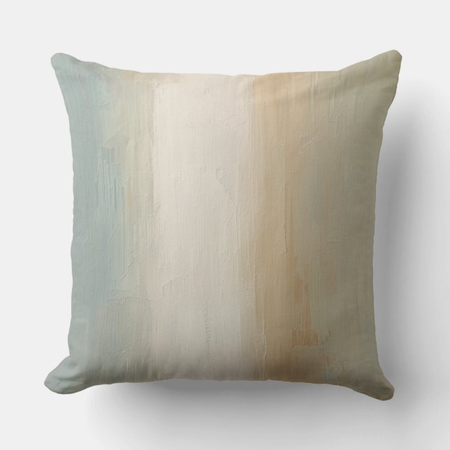 Zachte Blauwe Beige Olijfgrijs Rustieke Abstracte  Kussen (Voorkant)