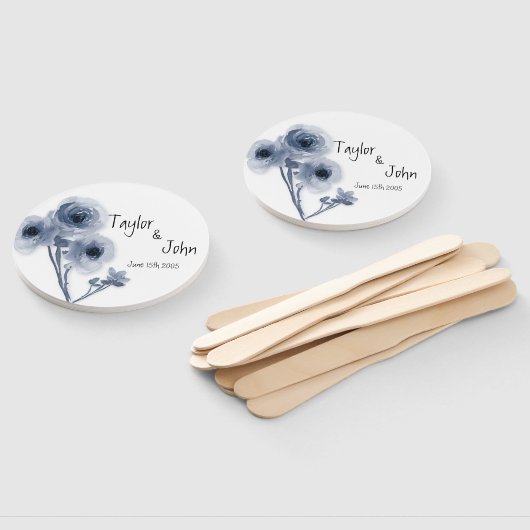 Zachte Blauwe Bloem Huwelijk Hand Fan Handwaaier (Niet-gemonteerd)