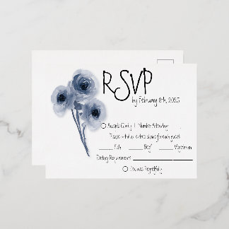 Zachte Blauwe Bloem Trouw RSVP Kaart