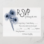 Zachte Blauwe Bloem Trouw RSVP Kaart (Voorkant)