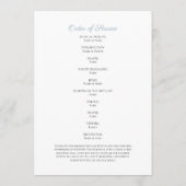 Zachte Blauwe Bloemen Begrafenis Gedenkteken Orde  Programmakaart (Achterkant)