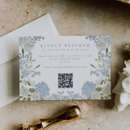 Zachte Blauwe Bloemen Bruiloft RSVP Kaartje
