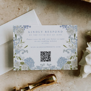 Zachte Blauwe Bloemen Bruiloft RSVP Kaartje