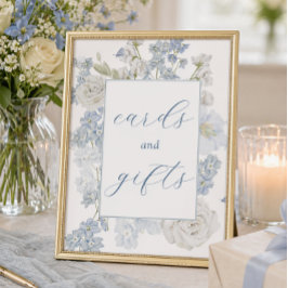 Zachte Blauwe Bloemen Kaarten en Cadeaus Bord Poster