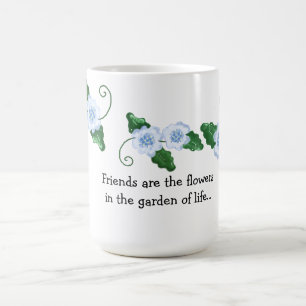 Zachte Blauwe Bloemen met Vriendschapsboodschap Koffiemok